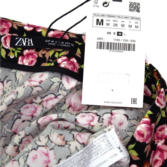 Zara NWT Floral Print Ruched Mini Skirt Medium - Picture 12 of 12